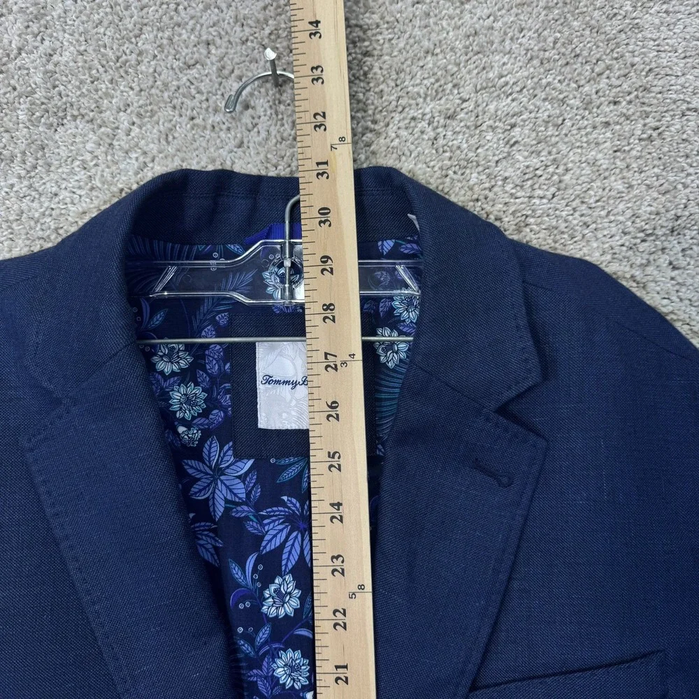 Tommy Bahama Linen Sport Coat Mens M Navy Blue Resort Blazer EUC